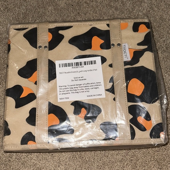 Reusable Grocery Bags heavy duty Shopping Box Foldable with Long Handles 3 Pacs - Picture 2 of 5